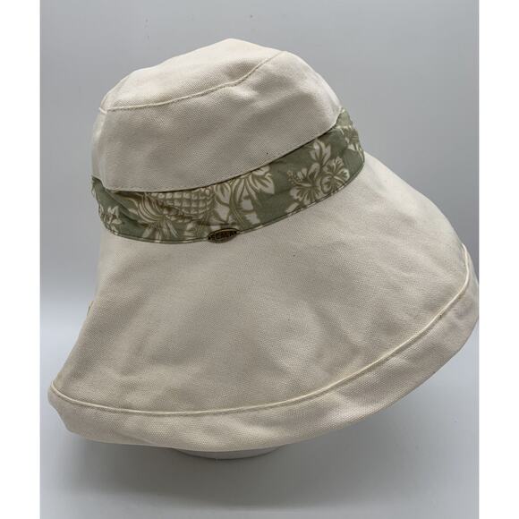 Scala Collection Ladies Canvas Draw String Hawaiian Band Bucket Hat Beach Pool - Picture 3 of 7